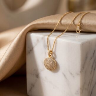 Colar Orgânico Círculo Cravejado 18K