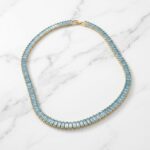 Colar Riviera 3mm Azul Aqua Dourado