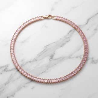 Colar Riviera 3mm Rosa Dourado