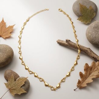 Colar Mini Corações 35cm Dourado