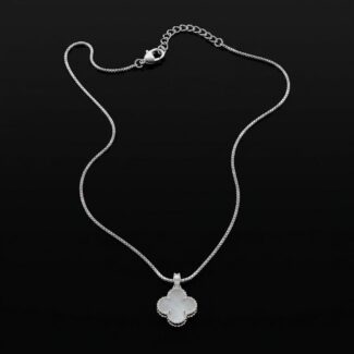 Colar Veneziana Trevo Inspiração Van Cleef Prateado