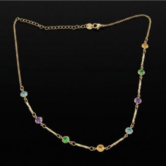 Colar Florença Mini Pedras Coloridas Dourado