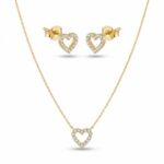 Conjunto Coração Cravejado Inspiração Dior 18K