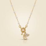 Colar Florença Pérolas com Mini Borboleta Cravejada 18K