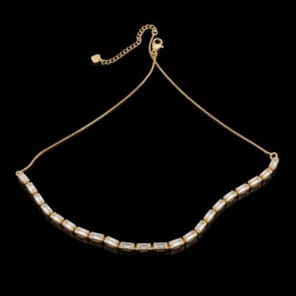 Colar Meia Riviera Croata Baguete com Zircônias 18K