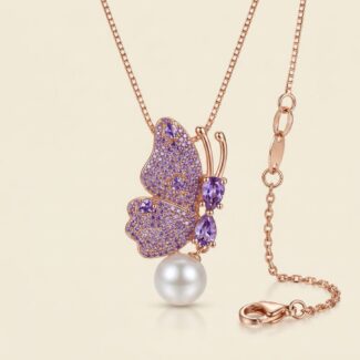 Colar Choker Natureza Eterna Borboleta com Pérola