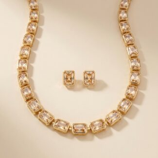 Conjunto Lux Premium Riviera Zircônia Citrino Ouro