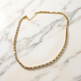 Colar Riviera 2mm com Zircônias Cristal Dourado