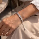 Pulseira Grega Steel Baguete Cristal Prateada